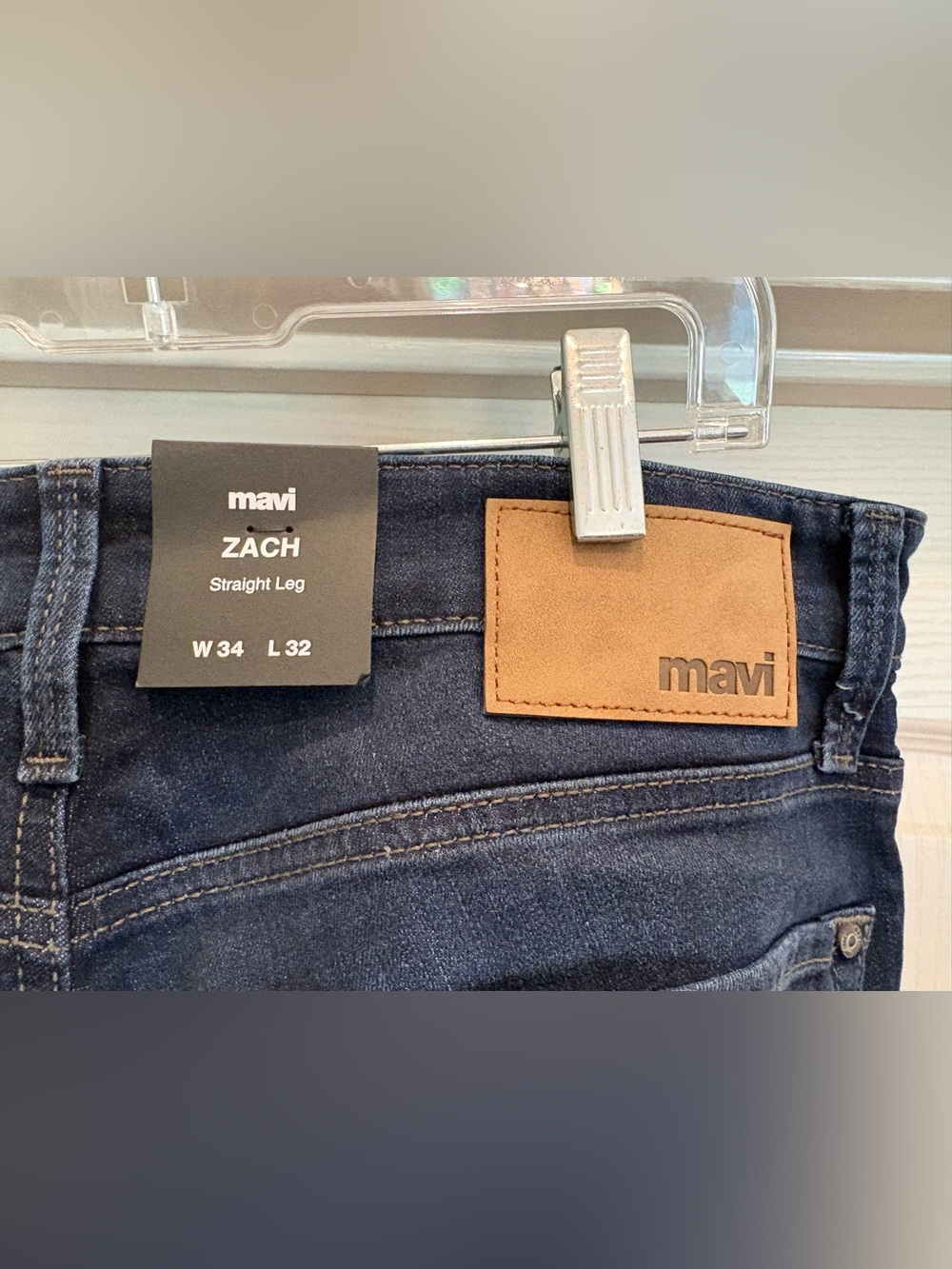 Mavi Men Straight Leg Jeans - Dark Blue with Tan Patch